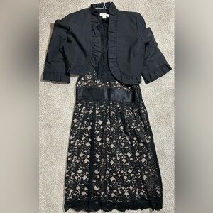 LOFT Black Lace Dress with Jacket